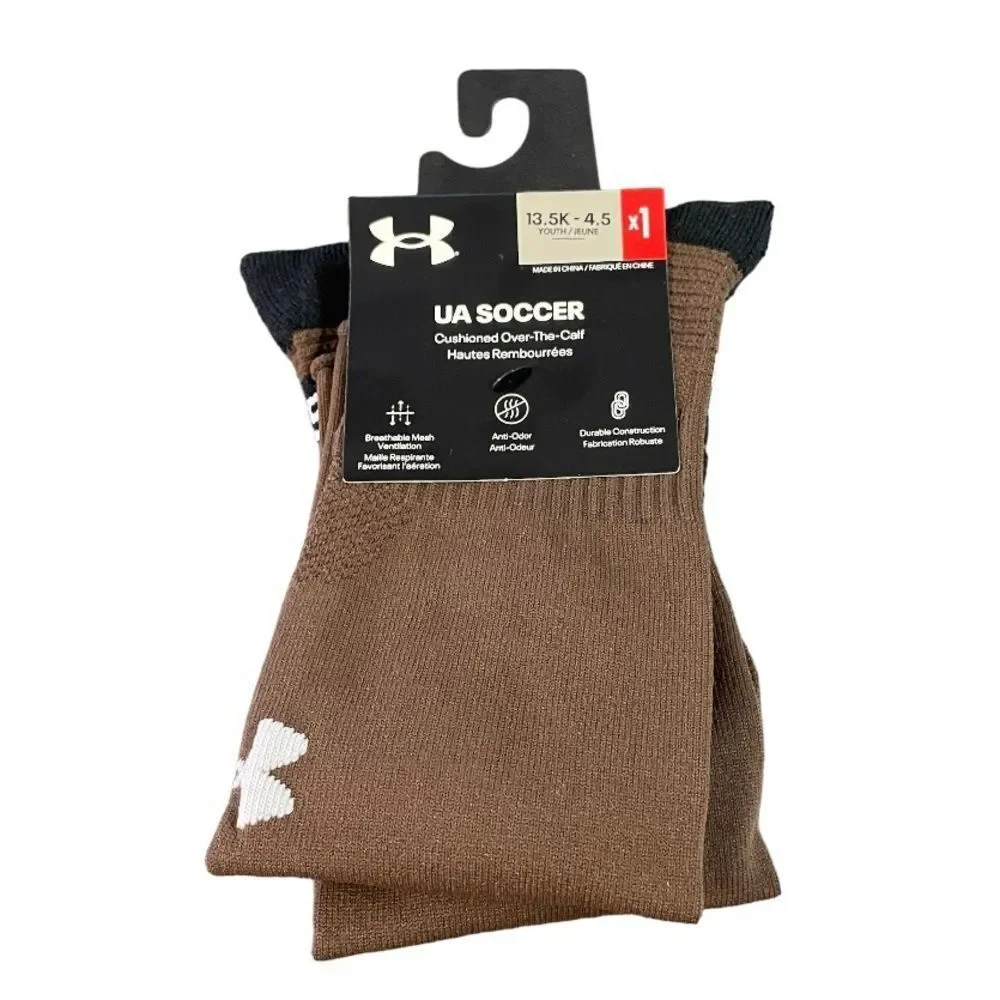 UNDER ARMOUR kids cushioned over the calf soccer socks 13.5 K- 4.5 Y new